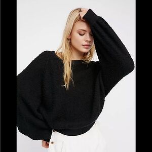 Free People Found My Friend Pullover Black Sweater Top XL